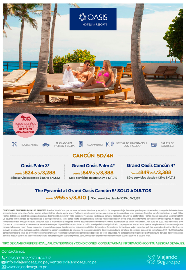 Cancún Promo Oasis Hoteles Viajandoseguro.pe